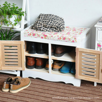 Wooden Ottomans shoe storage cabinet for shoe change, living room cabinet footstool
